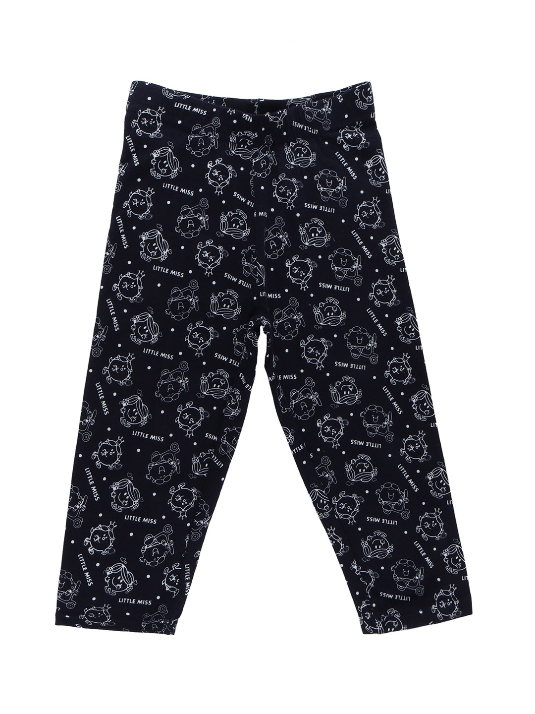 

Bodycare Kids Girls Navy Blue & Off White Printed Capri