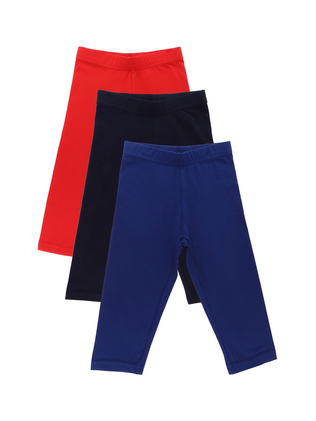 Bodycare Kids Girls Pack Of 3 Assorted Solid Cotton Capris