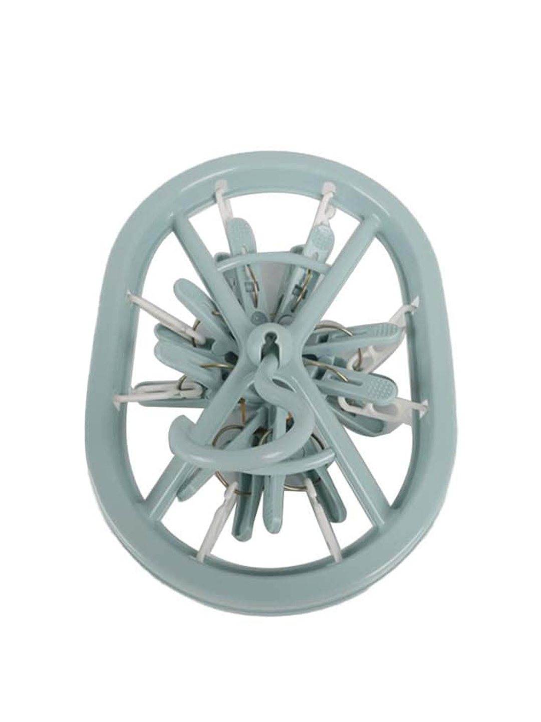 

MARKET99 Turquoise Blue Solid Cloth Drying Stand Hanger With 8 Clips