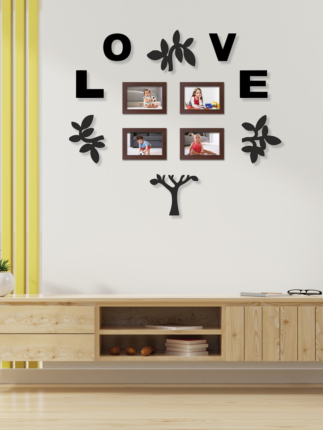 

RANDOM Set Of 4 Solid Family Tree Collage Photo Frames, Black