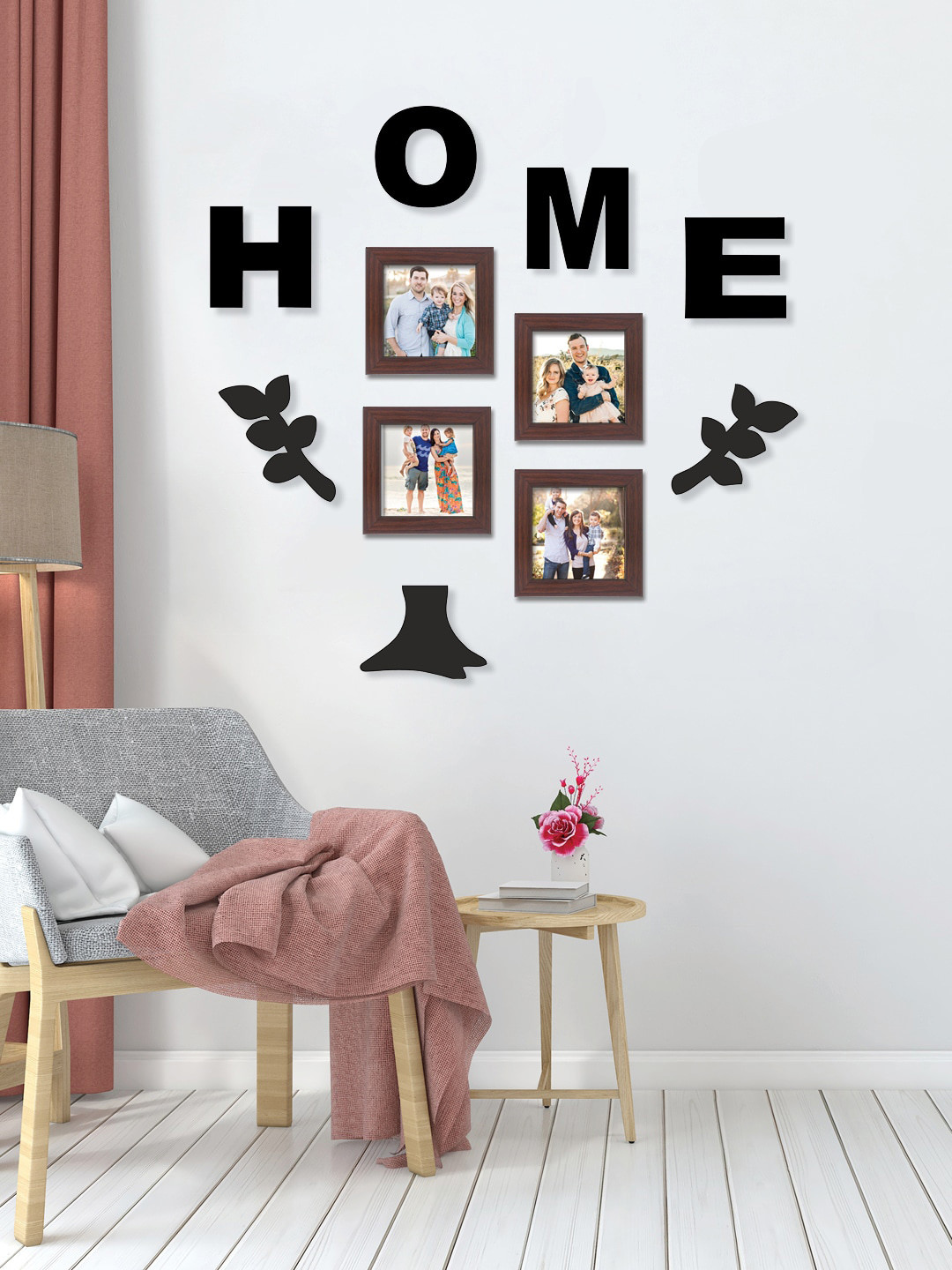 

RANDOM Set Of 4 Black Solid Photo Frames With 6 Plaques