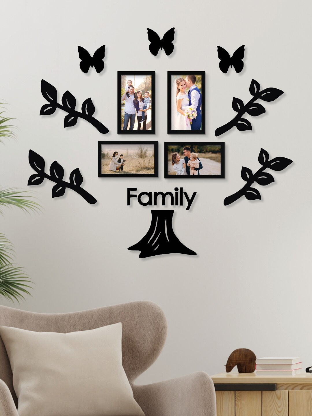 

RANDOM Set of 4 Brown Love Tree Collage Photo Frames, Black