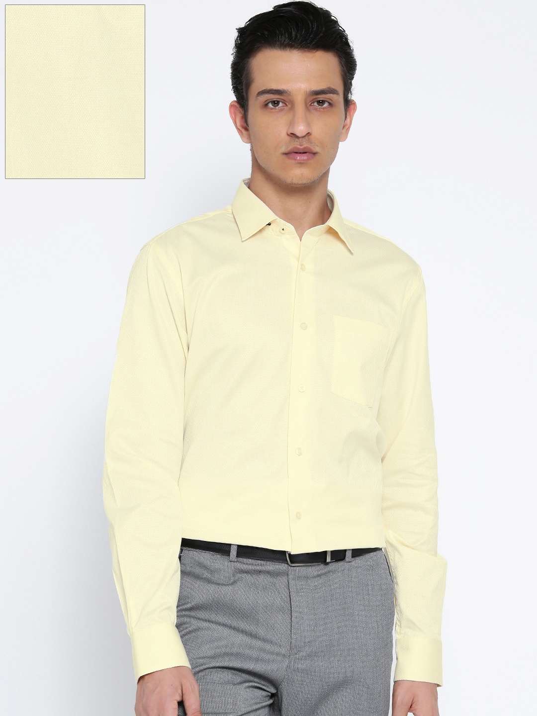 

Blackberrys Men Yellow Slim Fit Self-Design Formal Shirt