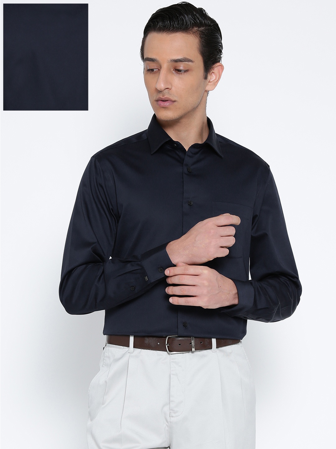 

Blackberrys Men Navy Slim Fit Solid Formal Shirt, Navy blue