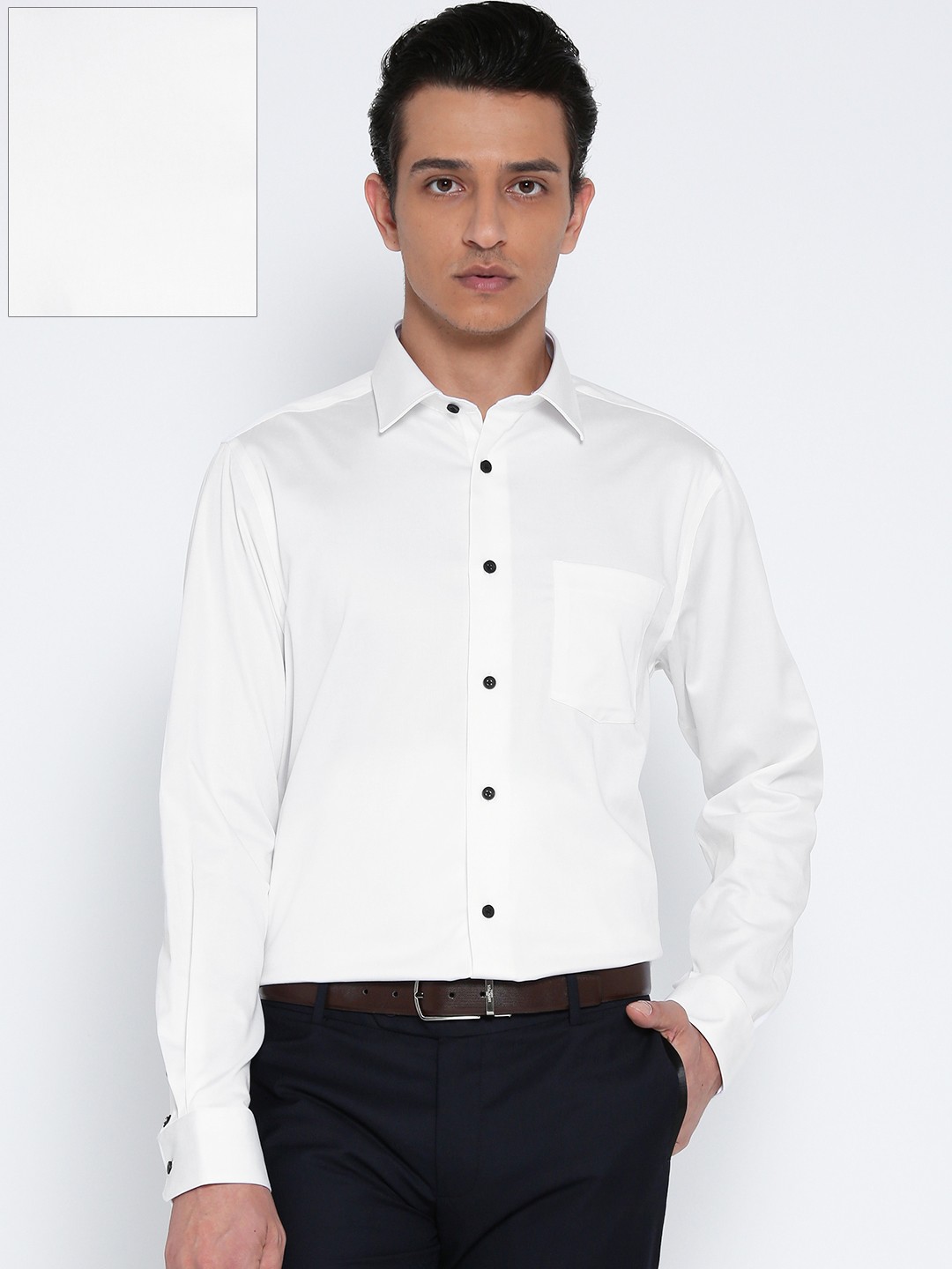 

Blackberrys Men White Slim Fit Solid Formal Shirt