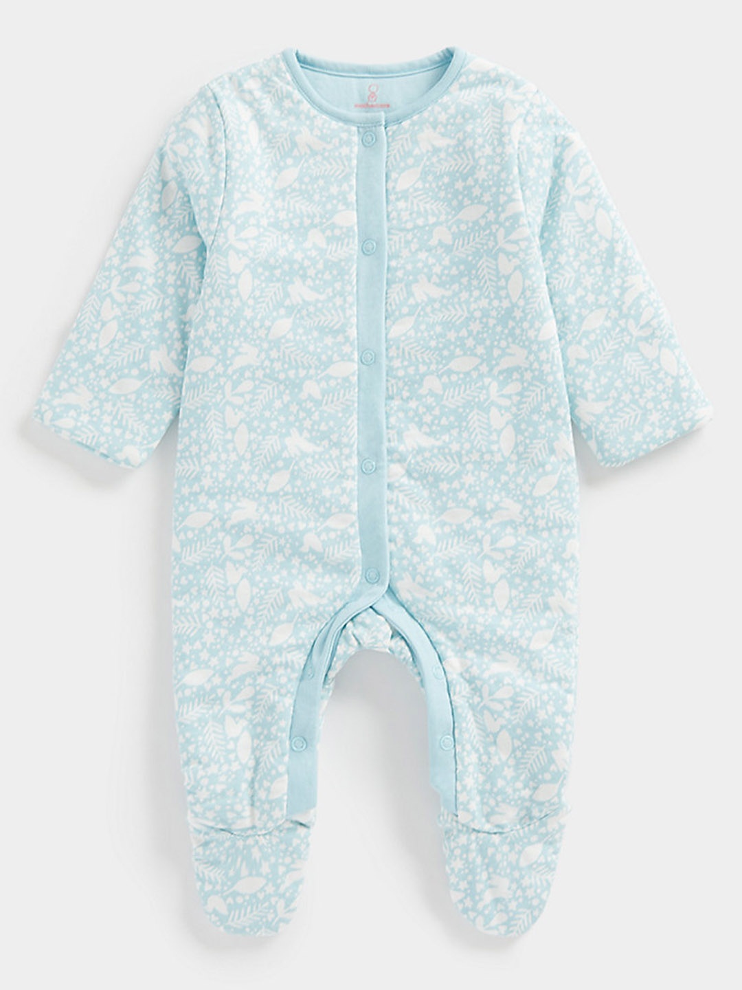 

mothercare Boys Conversational Print Pure Cotton Knitted Sleepsuit, Blue