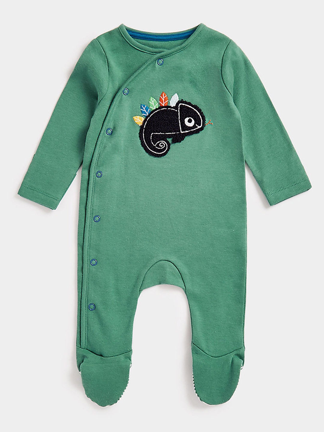 

mothercare Infant Boys Embroidered Pure Cotton Sleepsuit, Green