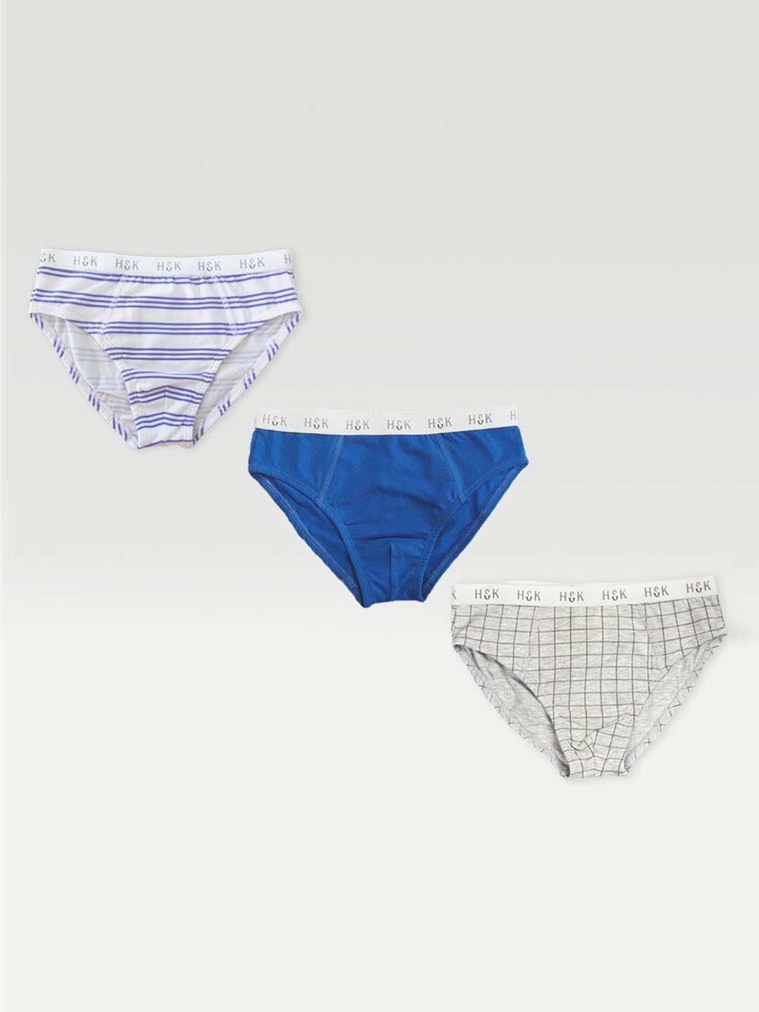 

Haus & kinder Boys Blue And White Pack Of 3 Cotton Basic Briefs