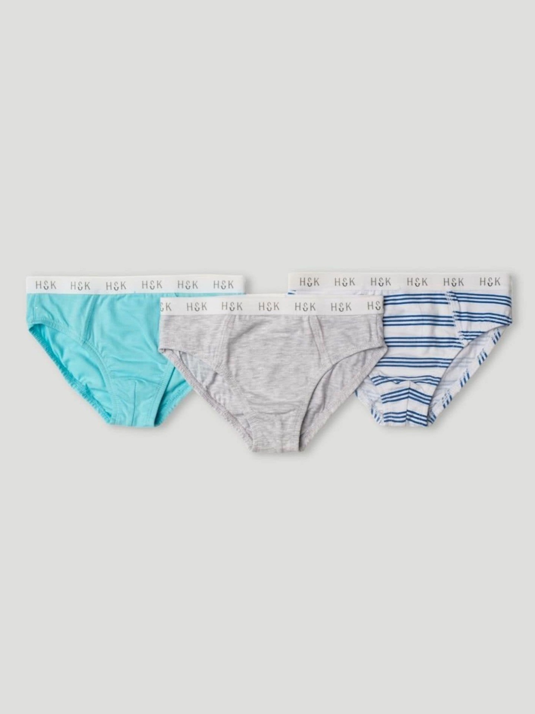 

haus & kinder Infant Pack of 3 Blue & Grey Printed Cotton Basic Briefs