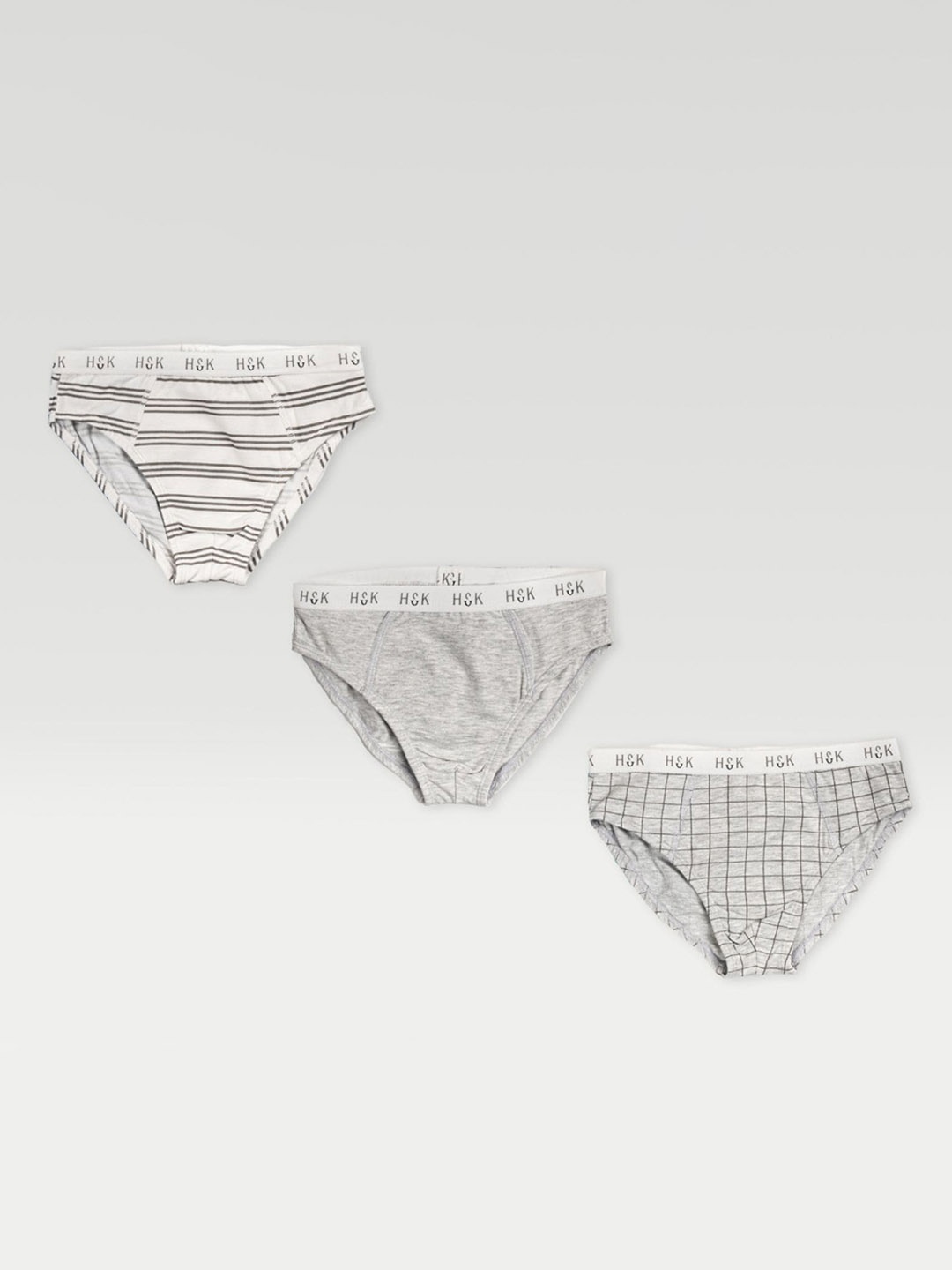 

haus & kinder Boys Pack of 3 White & Grey Checked Basic Briefs