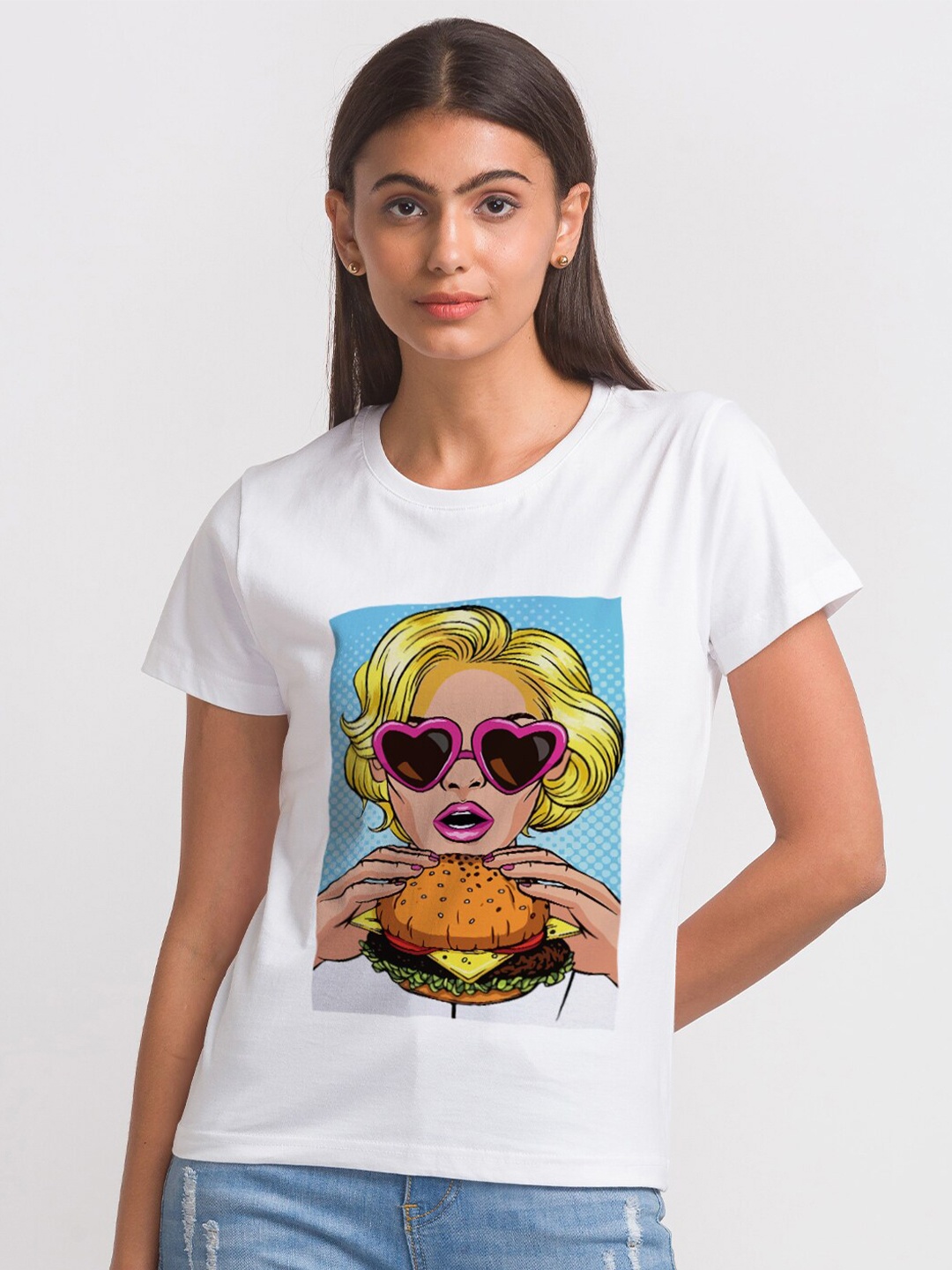 

FashionRack Women White Printed Antimicrobial Cotton T-shirt
