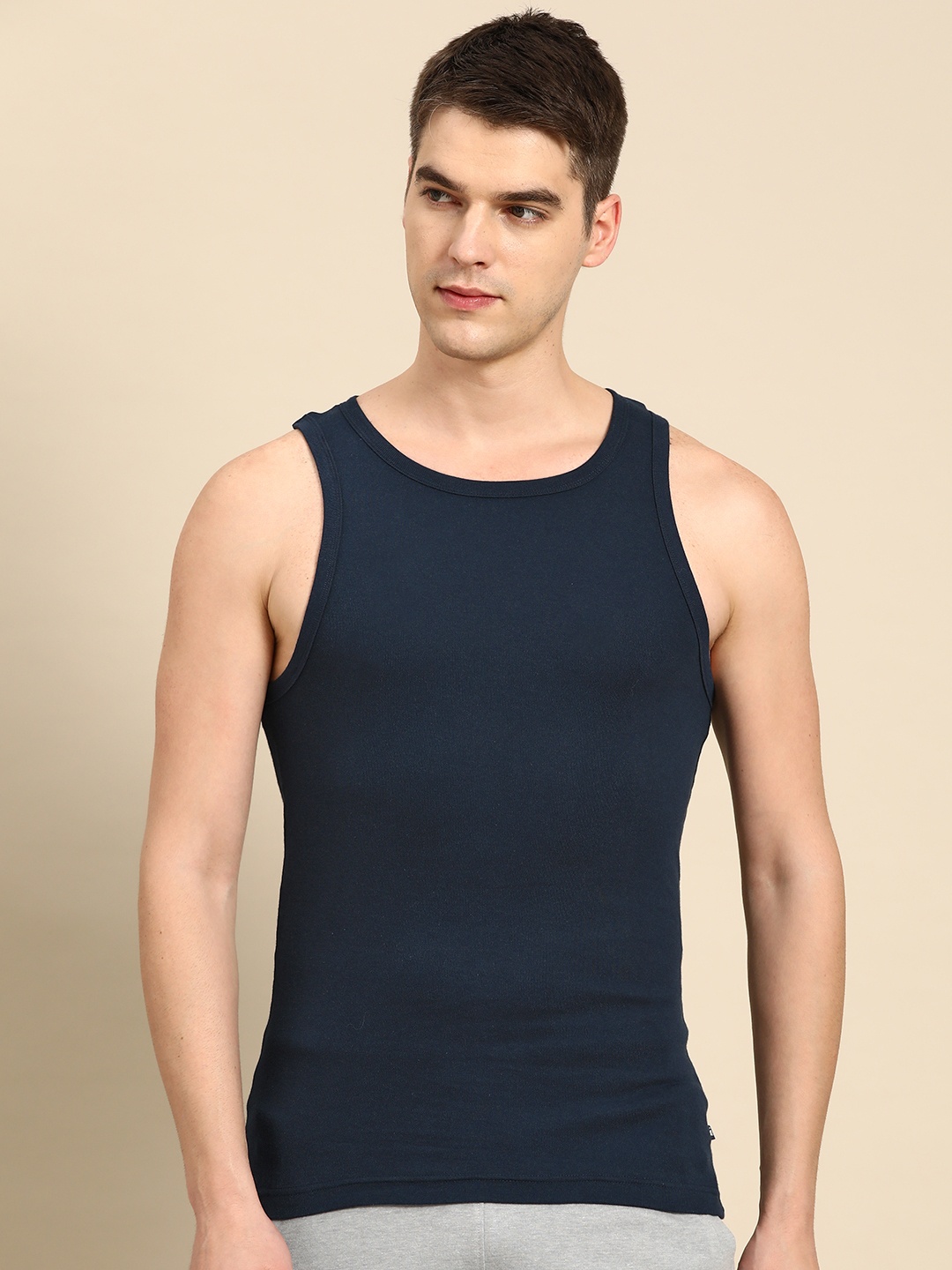 Jockey Men Navy Blue Combed Cotton Solid Innerwear Vest - buy at the ...