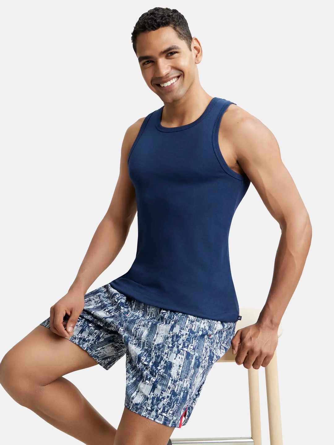 

Jockey Men Navy Blue Combed Cotton Solid Innerwear Vest