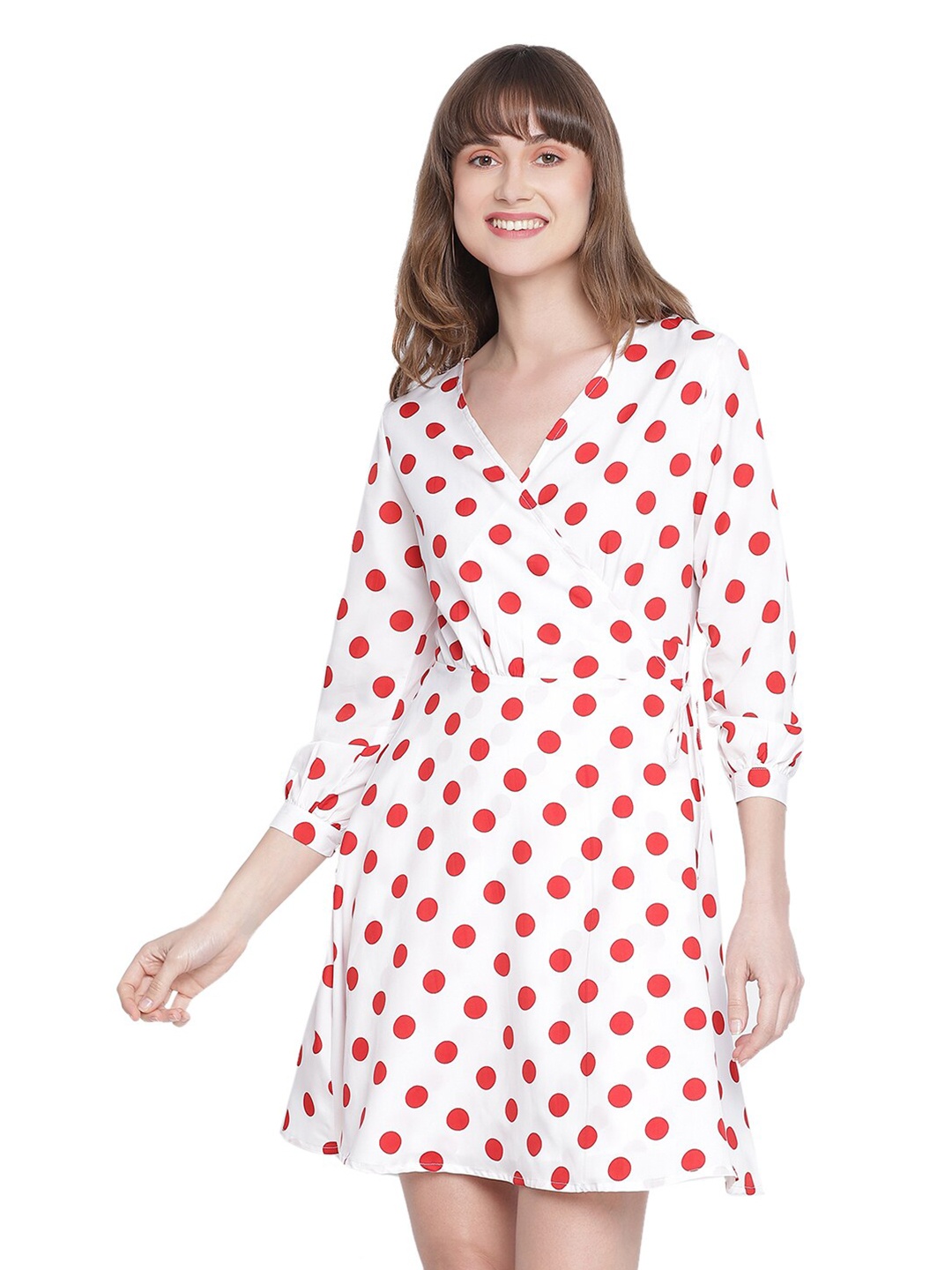 

DRAAX Fashions Women White & Red Chiffon A-Line Dress