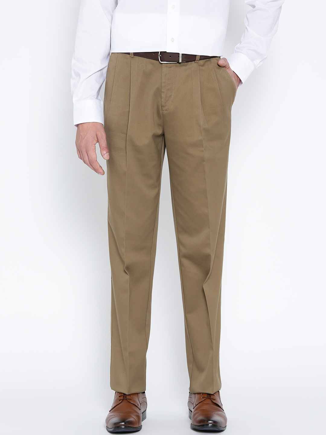 

Blackberrys Men Khaki B-88P Slim Fit Solid Formal Trousers