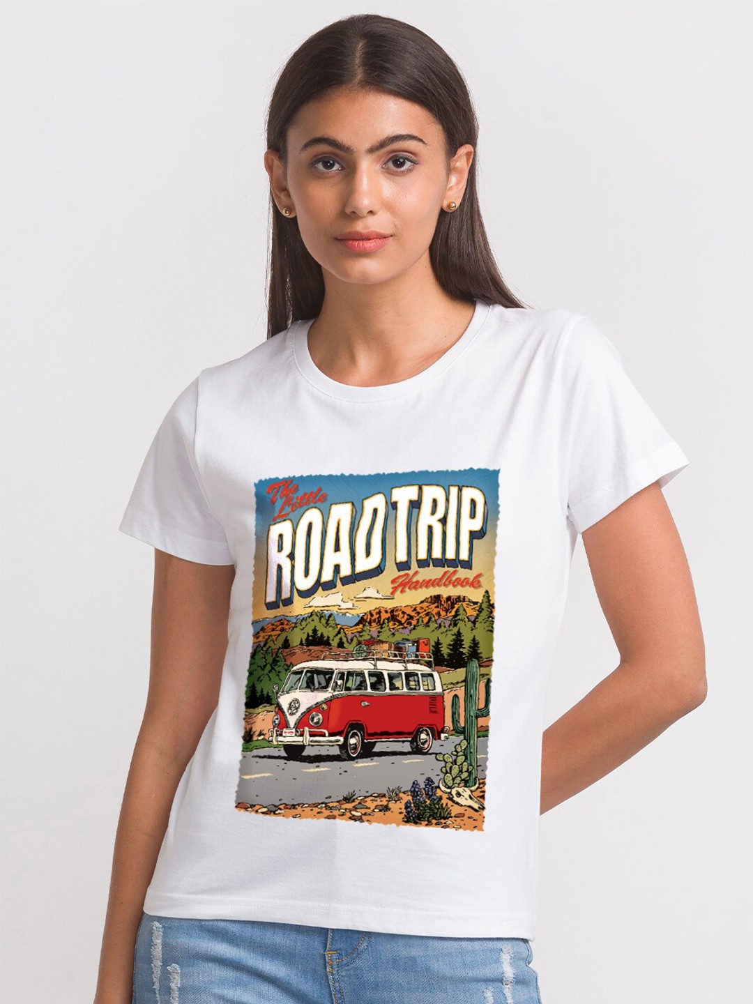 

FashionRack Women White Graphic Printed Cotton T-shirt