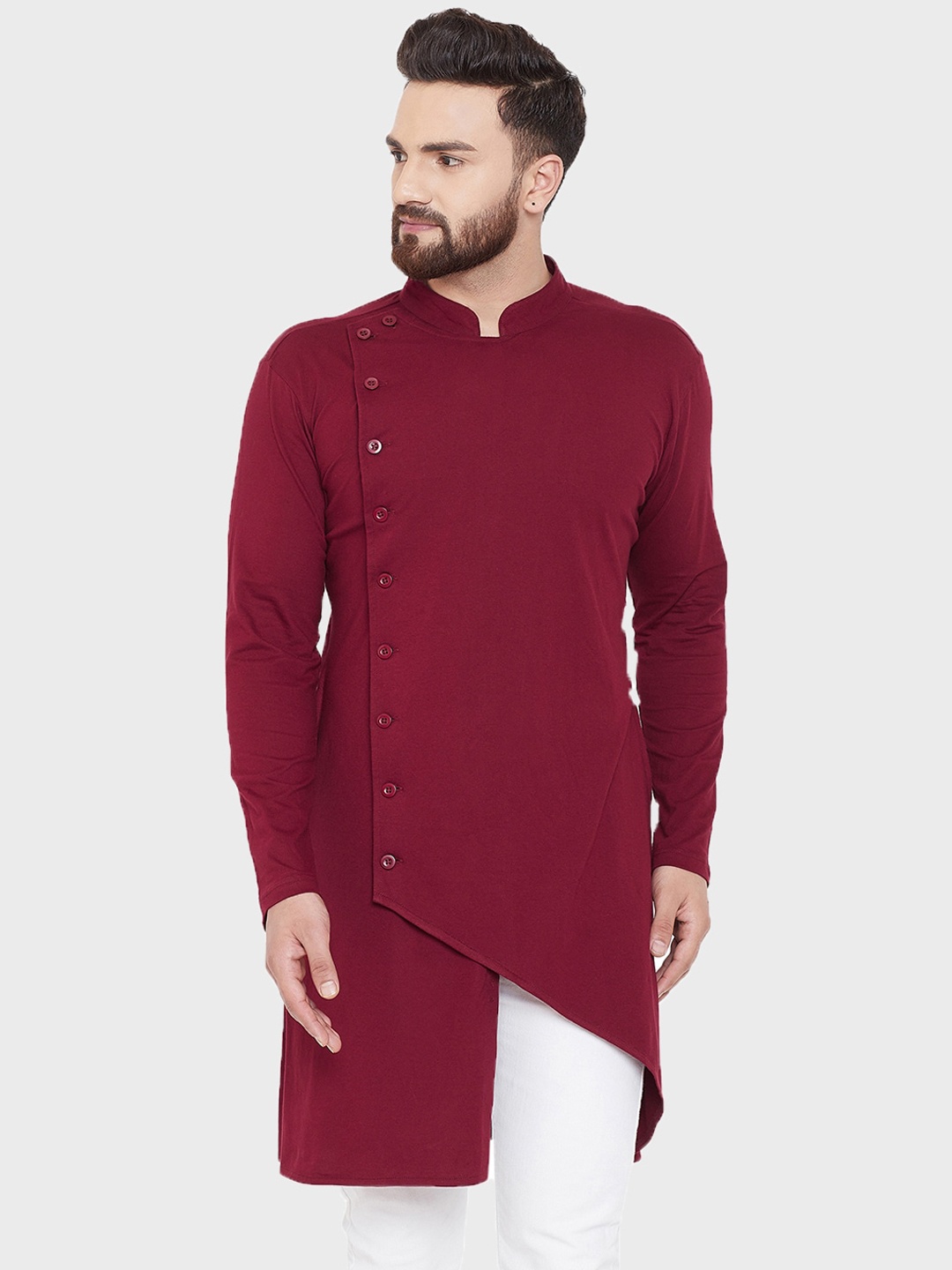 

Hypernation Men Maroon Cotton Kurta