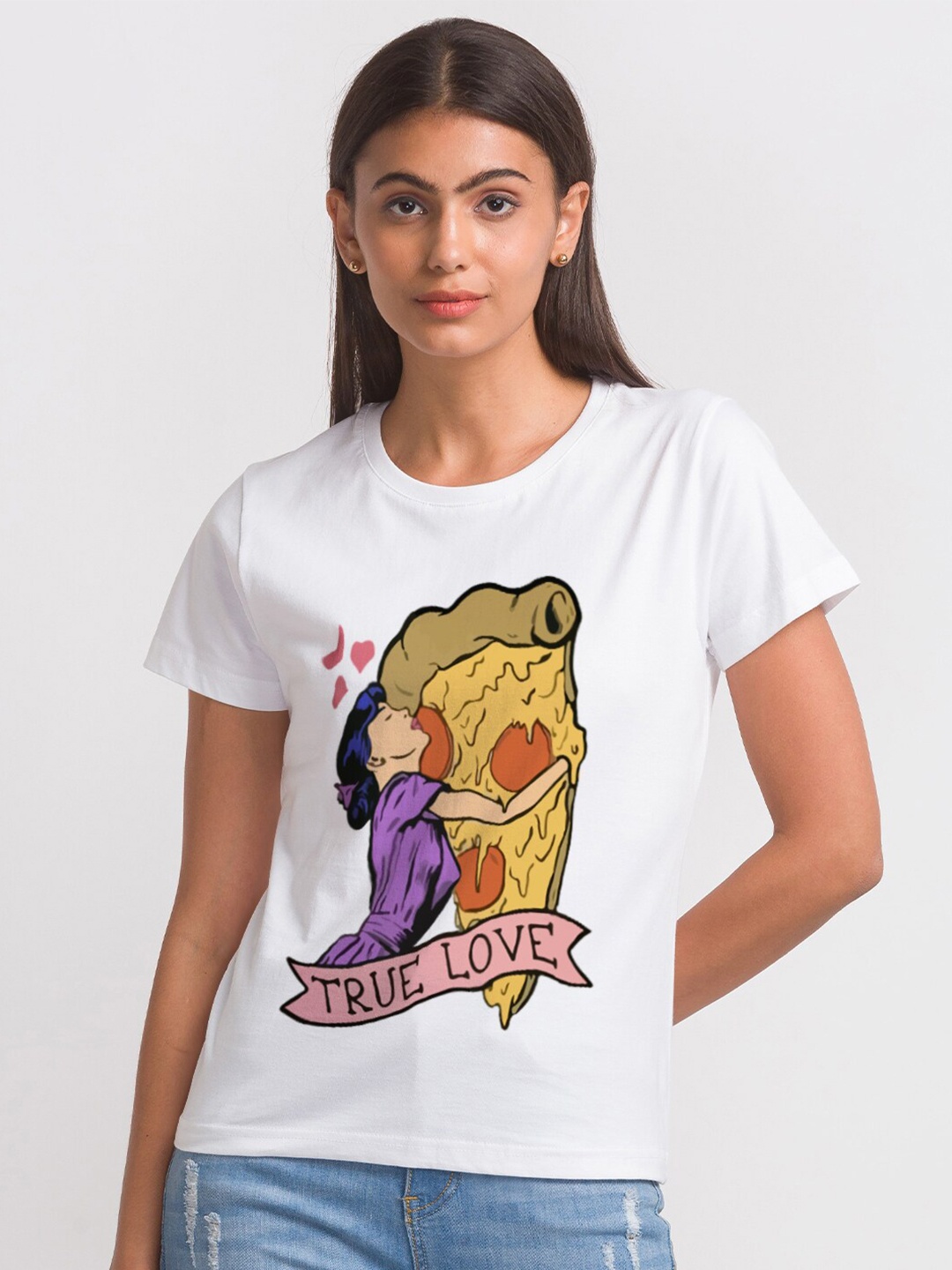 

FashionRack Women White Printed Bio Finish T-shirt