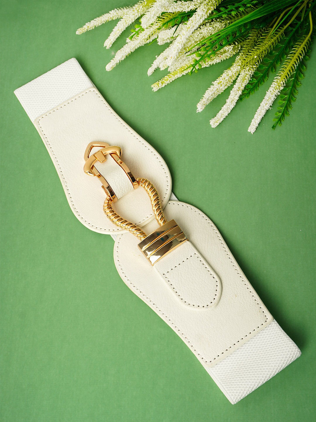 

Ferosh Women White Hook Buckle Belt