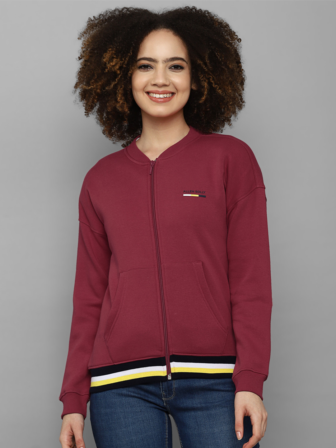 

Allen Solly Woman Women Maroon Solid Cotton Sweatshirt