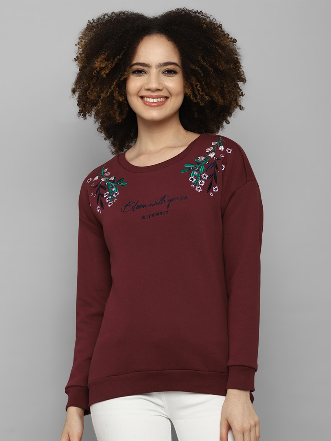 

Allen Solly Woman Women Pure cotton Maroon Printed Sweatshirt