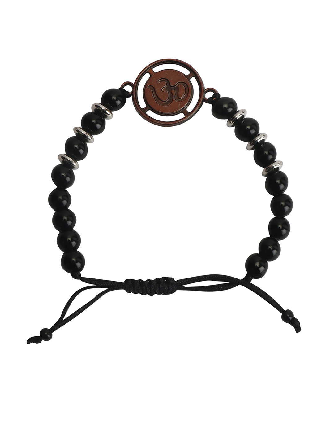 

CHOCOZONE Men Black & Silver-Toned Charm Bracelet