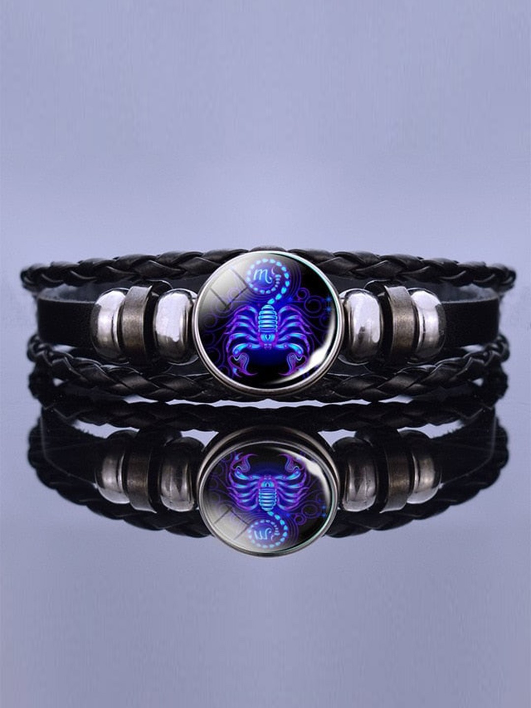 

CHOCOZONE Men Black & Blue Aquarius Zodiac Wraparound Bracelet