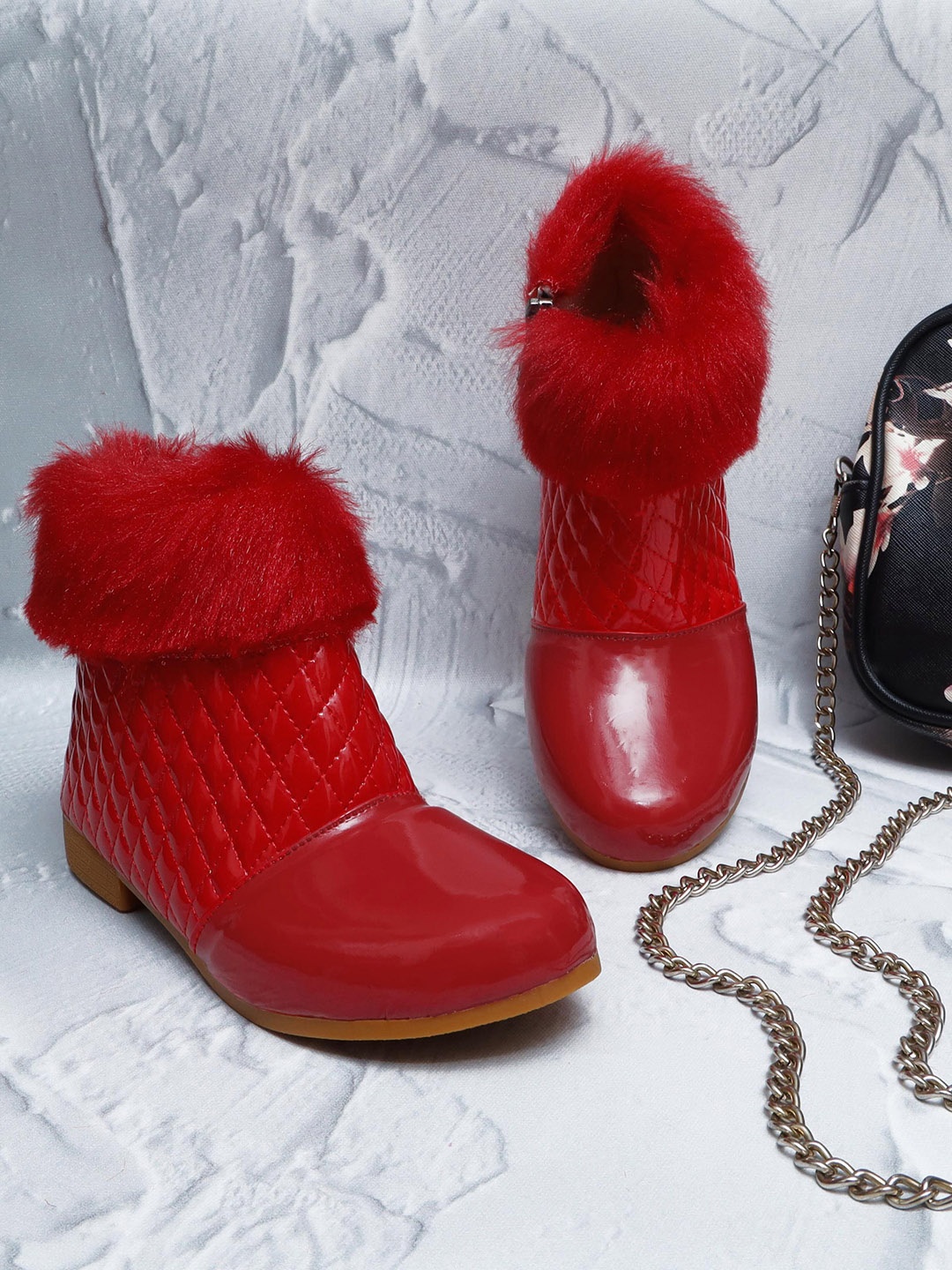 

D'chica Girls Red Winter Black Boots