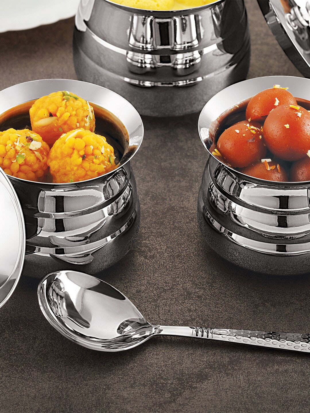 

HAZEL Set of 2 Silver-Toned Solid Handi With Lid