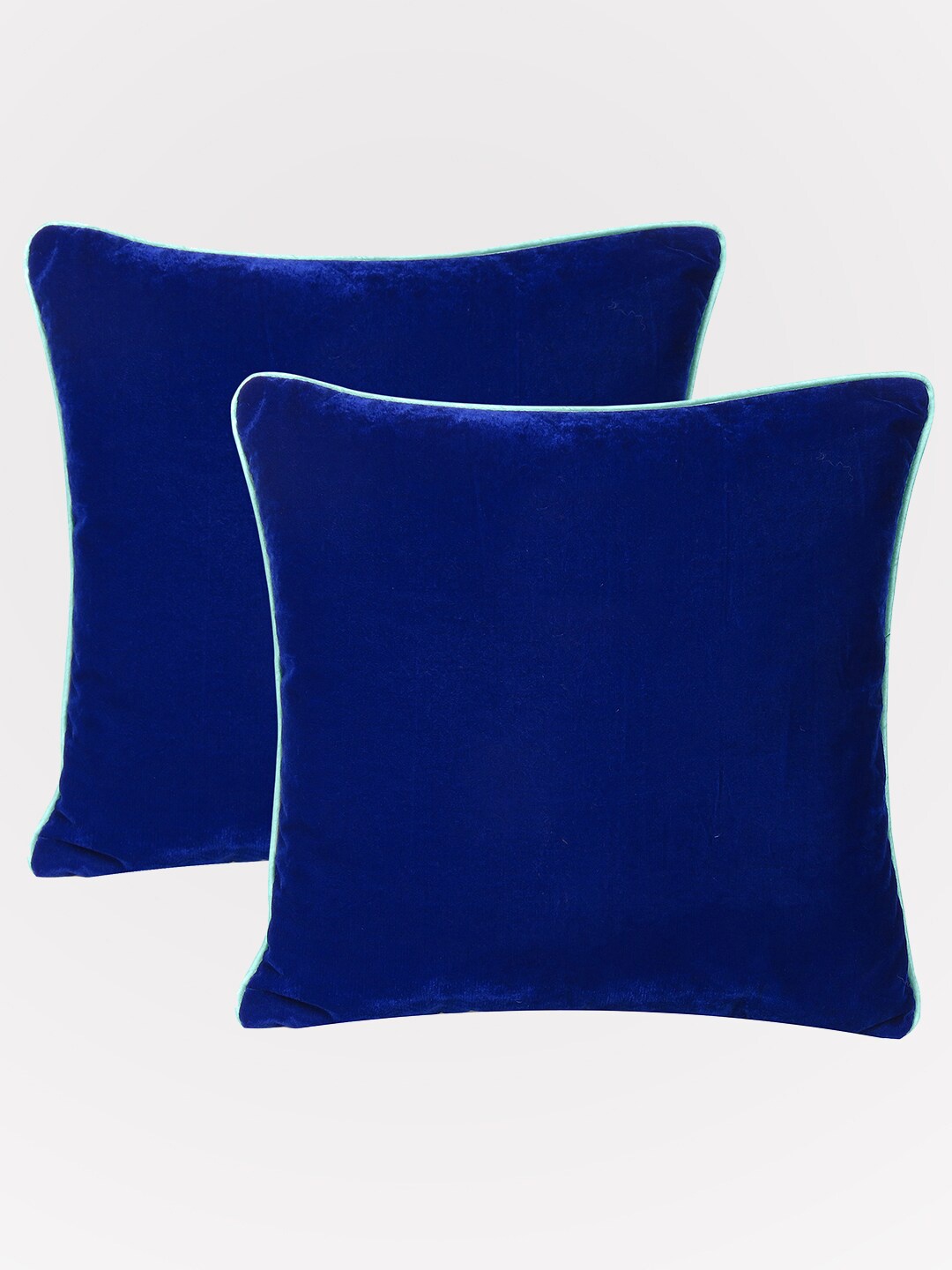 

OUSSUM Blue & Silver-Toned Set of 2 Velvet Square Cushion Covers