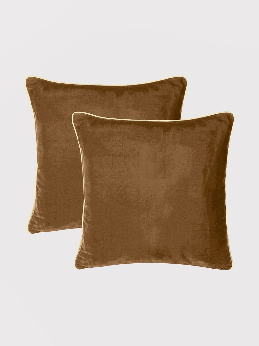 

OUSSUM Brown & White Set of 2 Velvet Square Cushion Covers