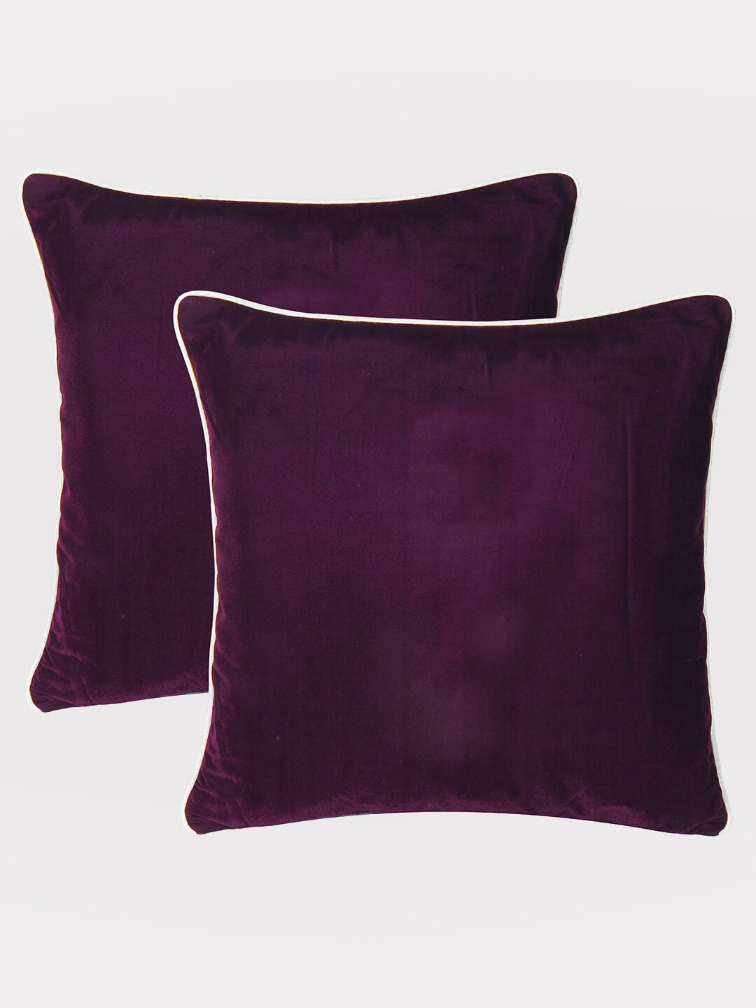 

OUSSUM Set of 2 Burgundy Velvet Square Cushion Covers