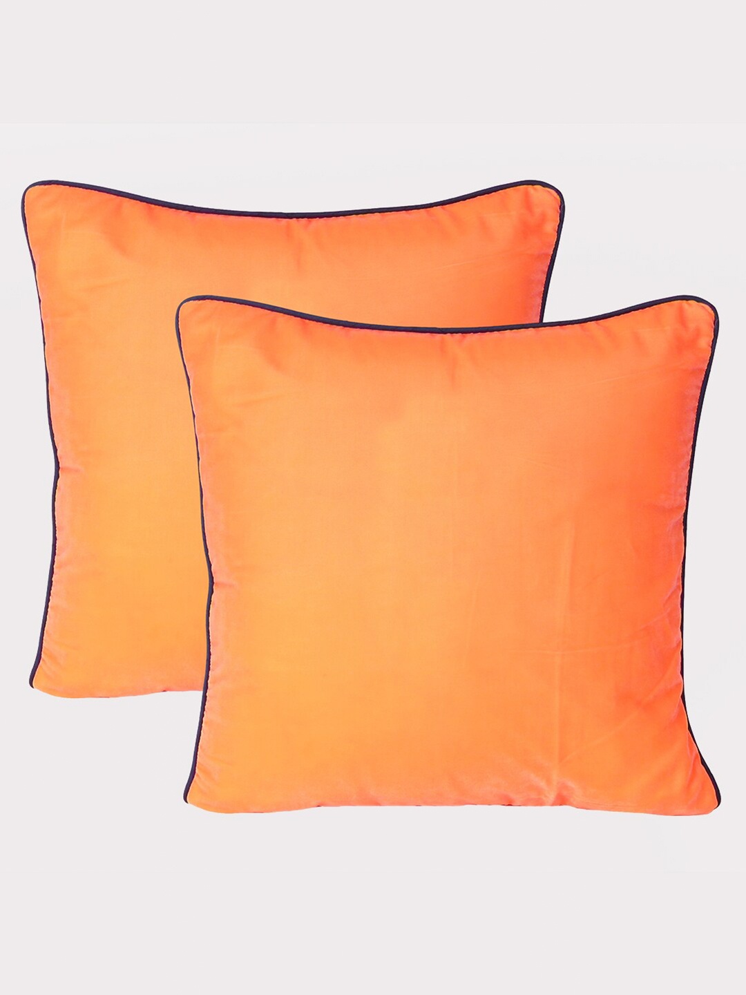 

OUSSUM Set of 2 Orange & Blue Velvet Square Cushion Covers