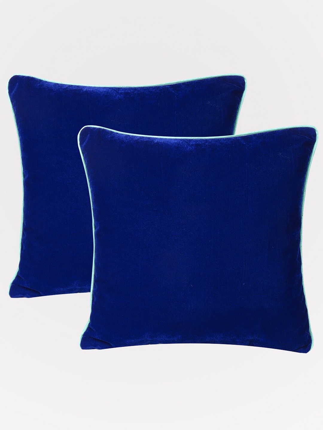 

OUSSUM Set of 2 Blue & White Velvet Square Cushion Covers