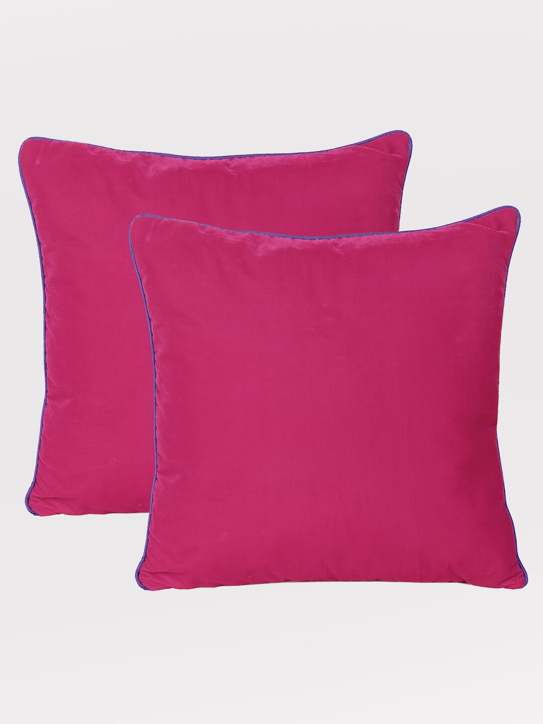 

OUSSUM Pink & Blue Set of 2 Velvet Square Cushion Covers