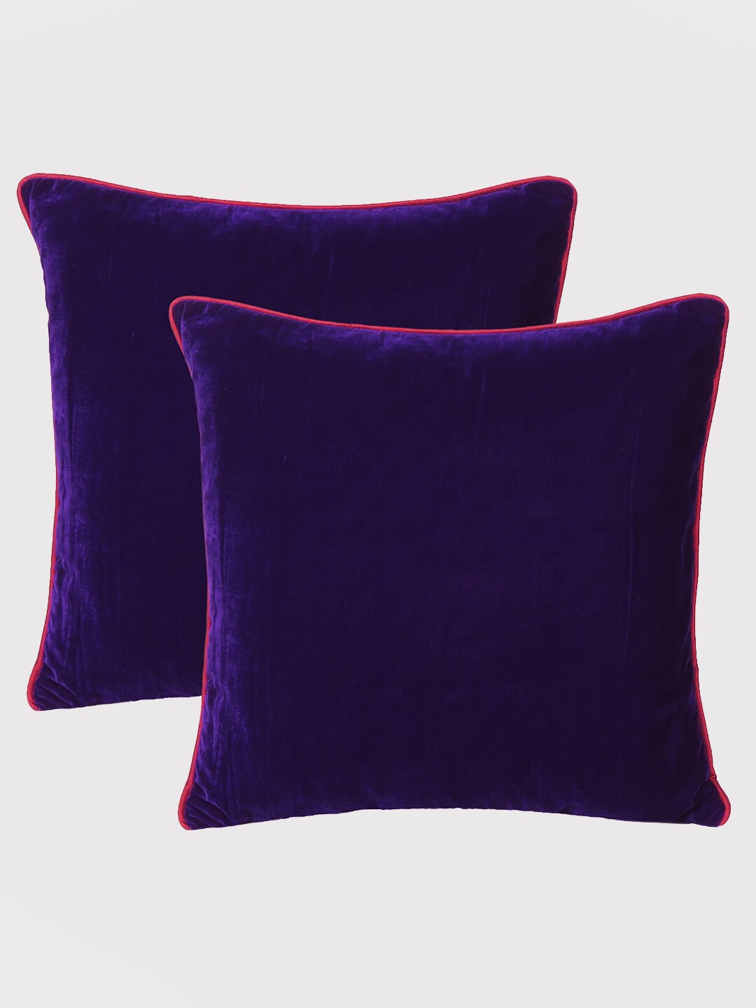 

OUSSUM Purple & Pink Set of 2 Velvet Square Cushion Covers