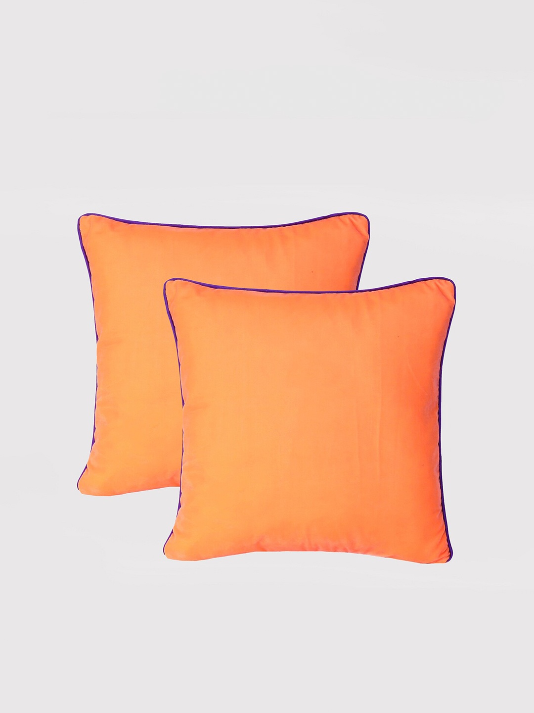 

OUSSUM Orange & Purple Set of 2 Velvet Square Cushion Covers