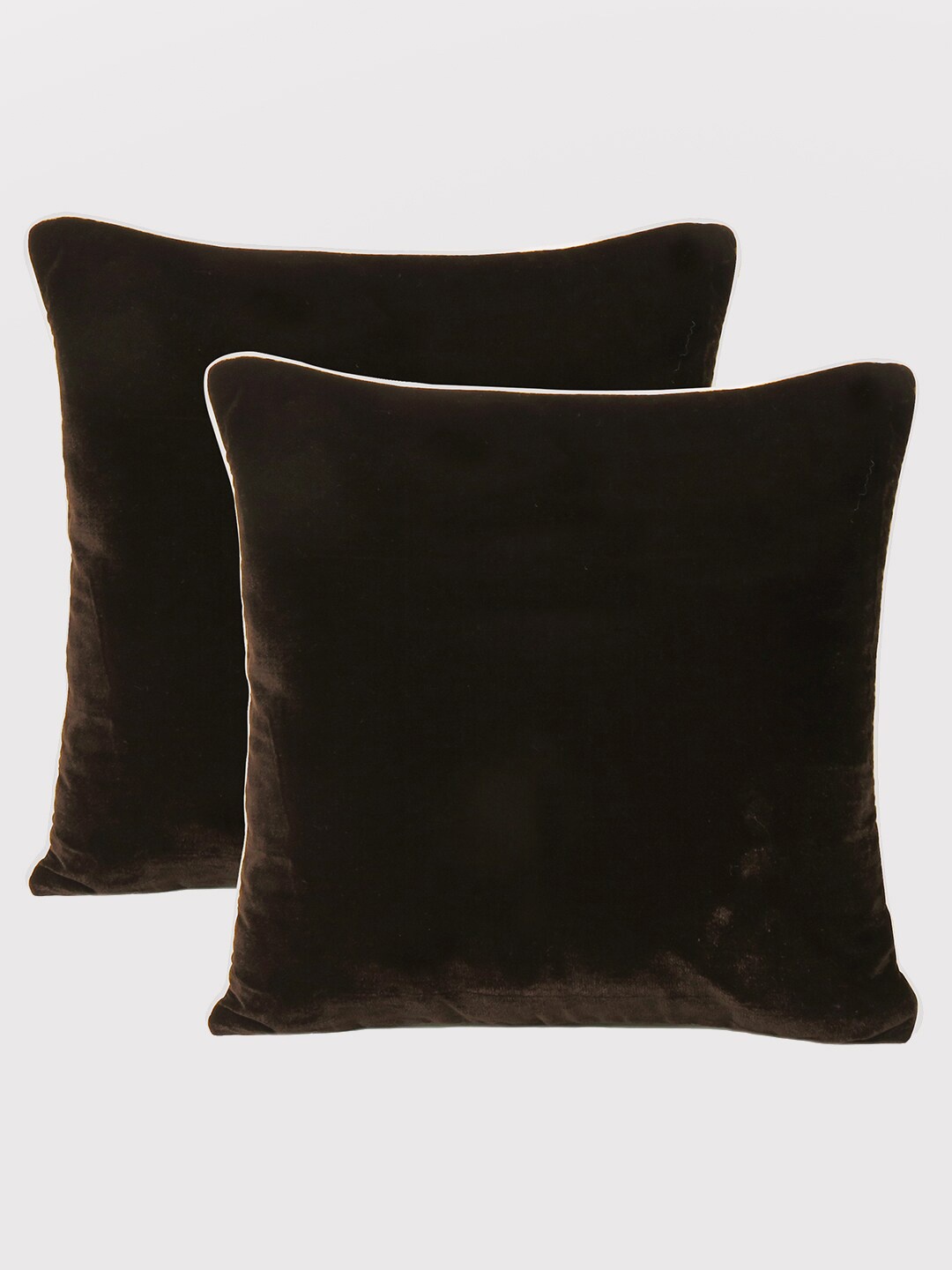 

OUSSUM Brown & White Set of 2 Velvet Square Cushion Covers