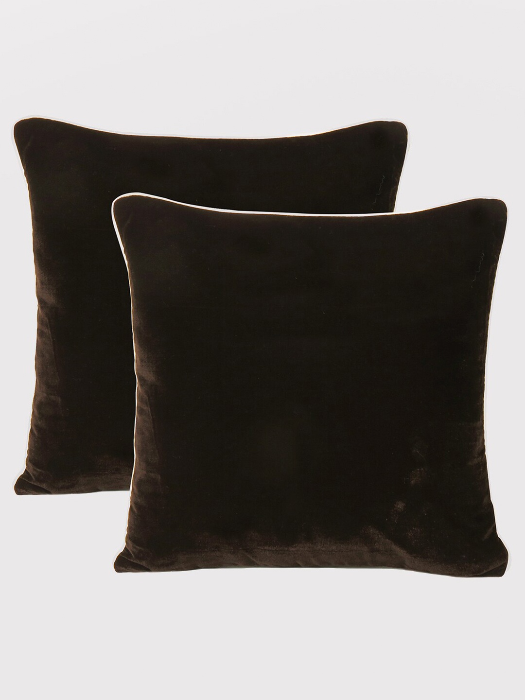 

OUSSUM Brown & White Set of 2 Velvet Square Cushion Covers