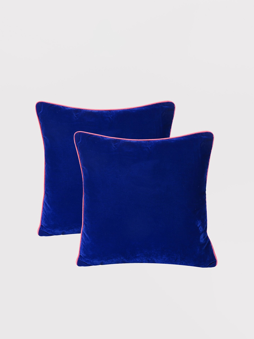 

OUSSUM Blue & Pink Set of 2 Velvet Square Cushion Covers