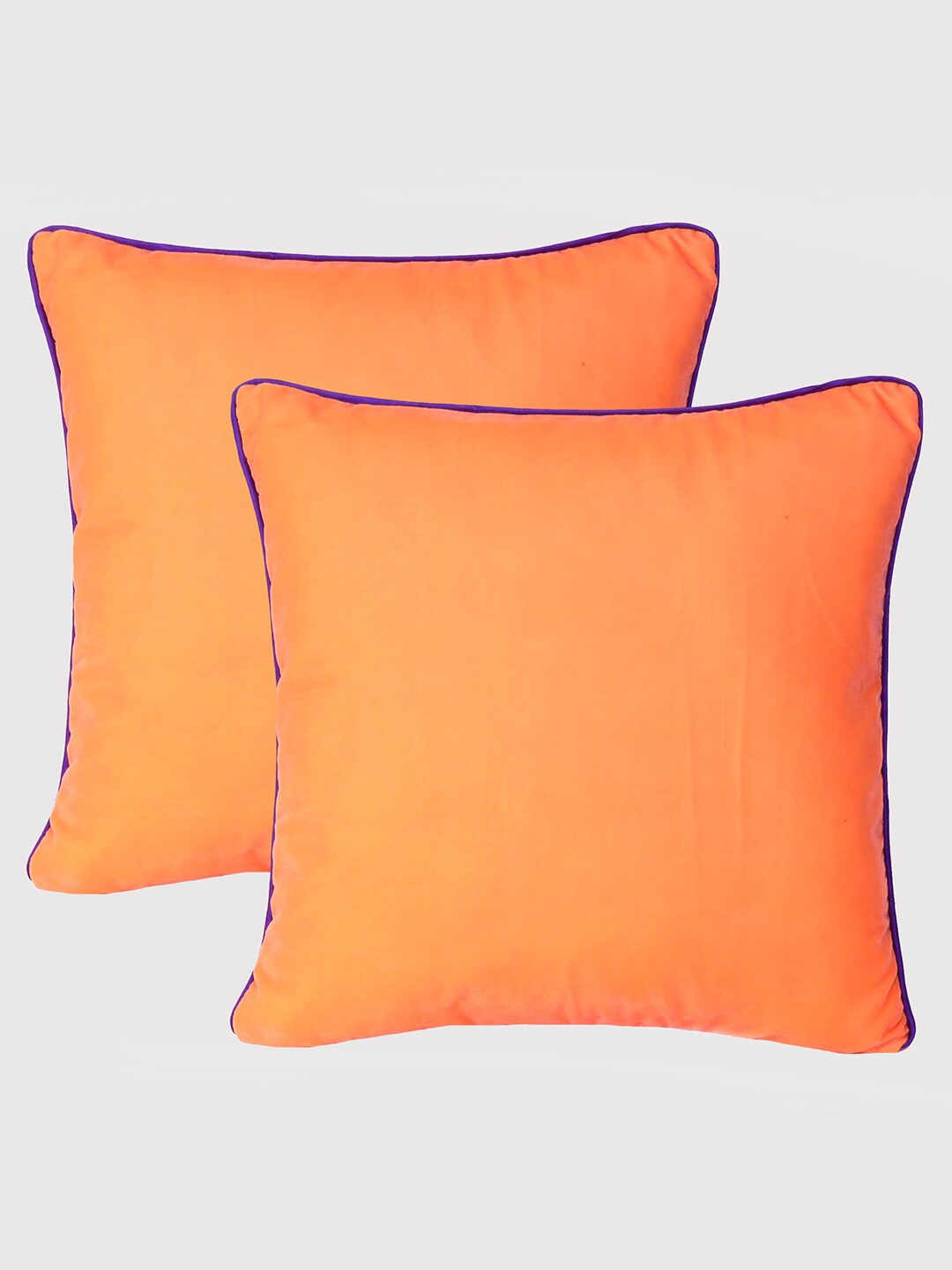 

OUSSUM Orange & Blue Set of 2 Velvet Square Cushion Covers