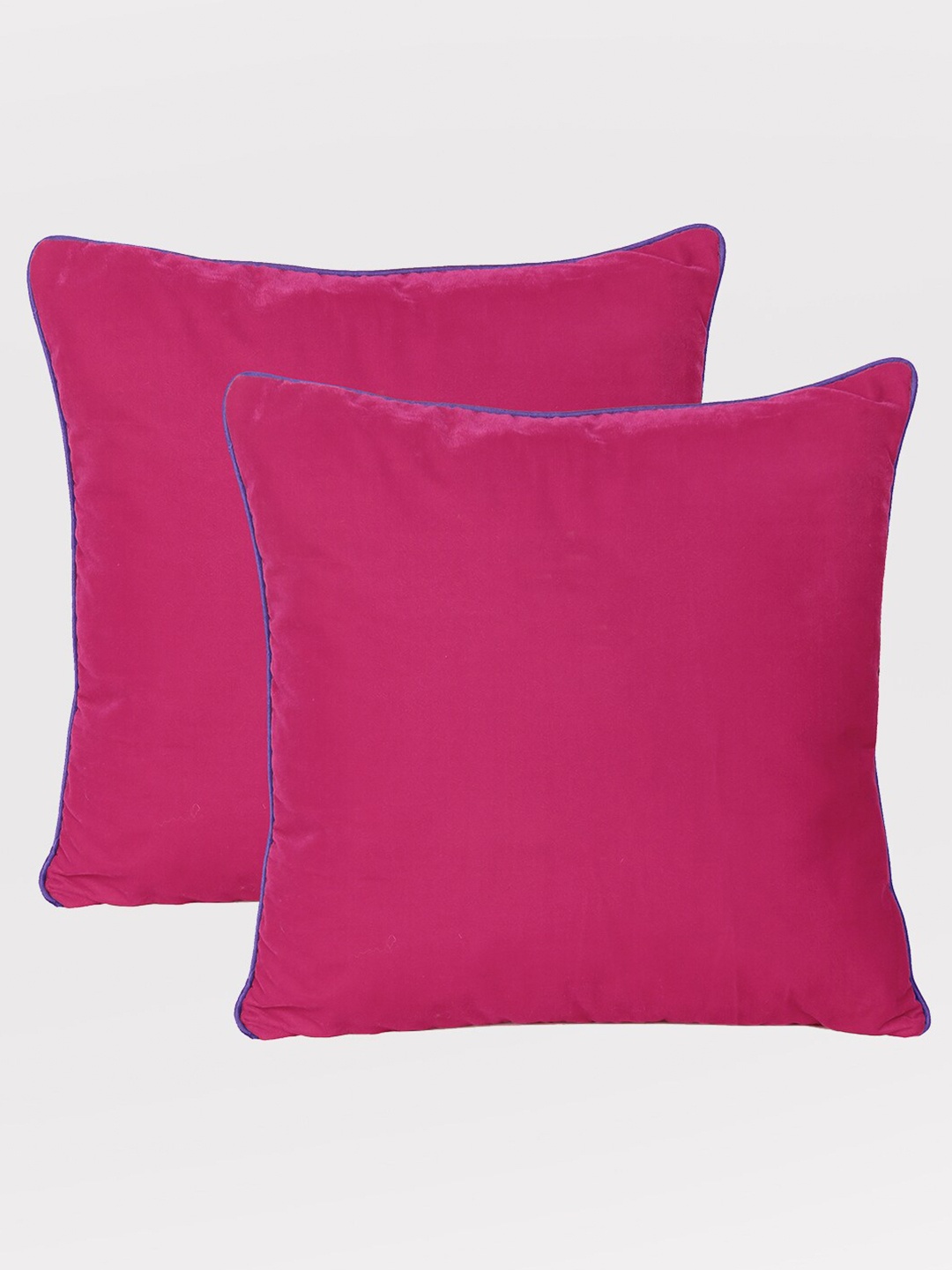 

OUSSUM Pink & Blue Set of 2 Velvet Square Cushion Covers