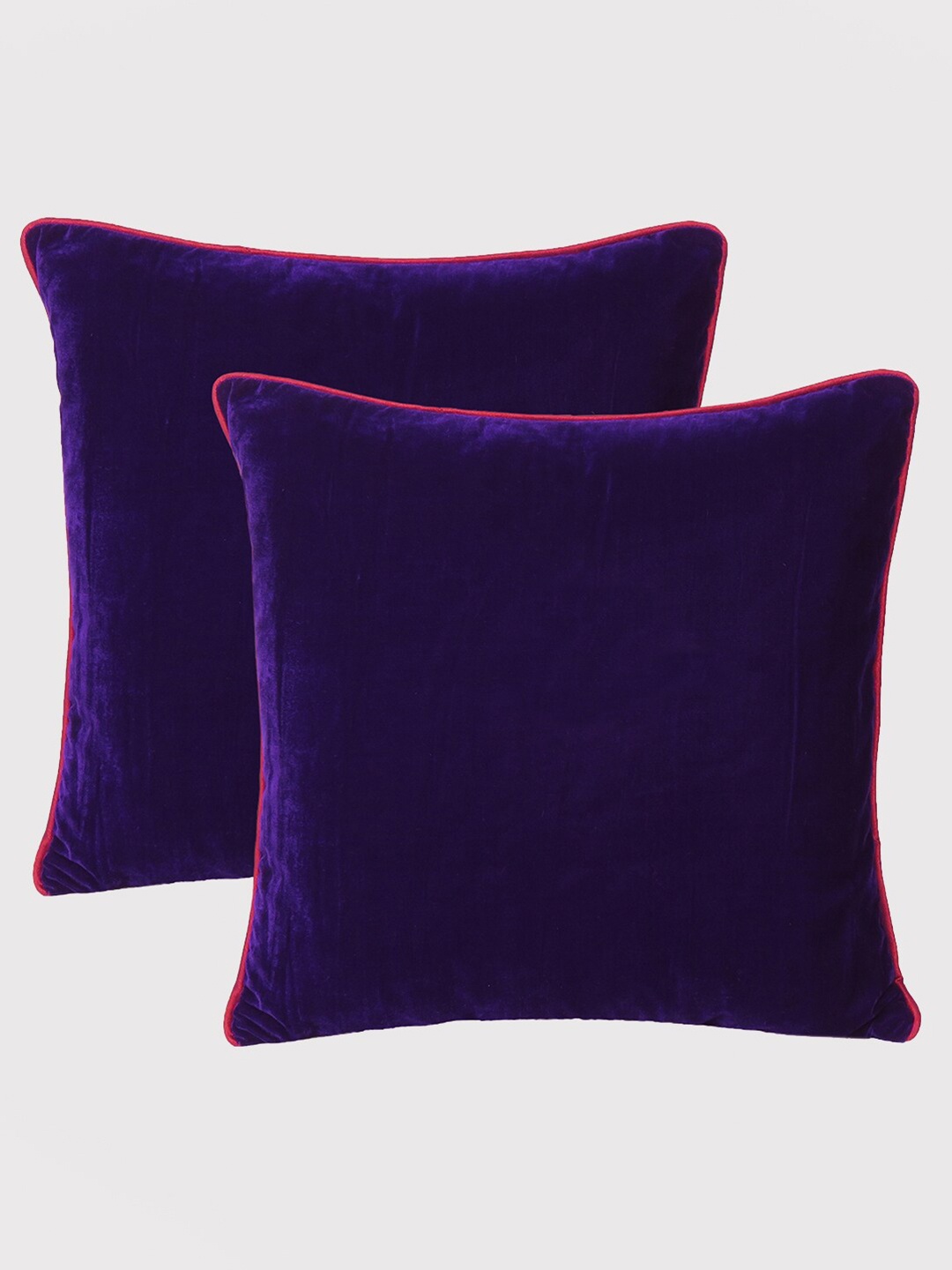 

OUSSUM Purple & Pink Set of 2 Velvet Square Cushion Covers