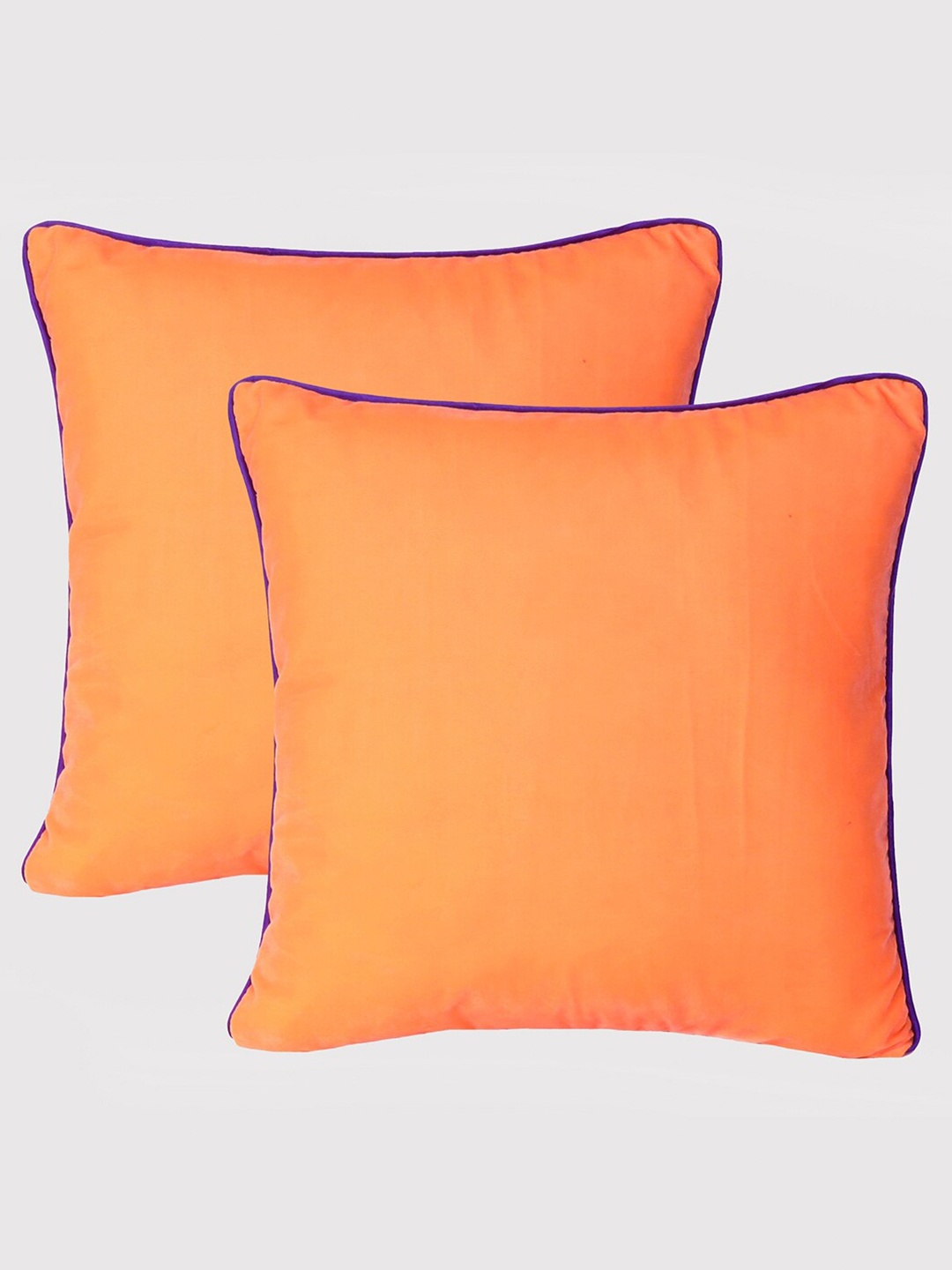 

OUSSUM Orange & Purple Set of 2 Velvet Square Cushion Covers