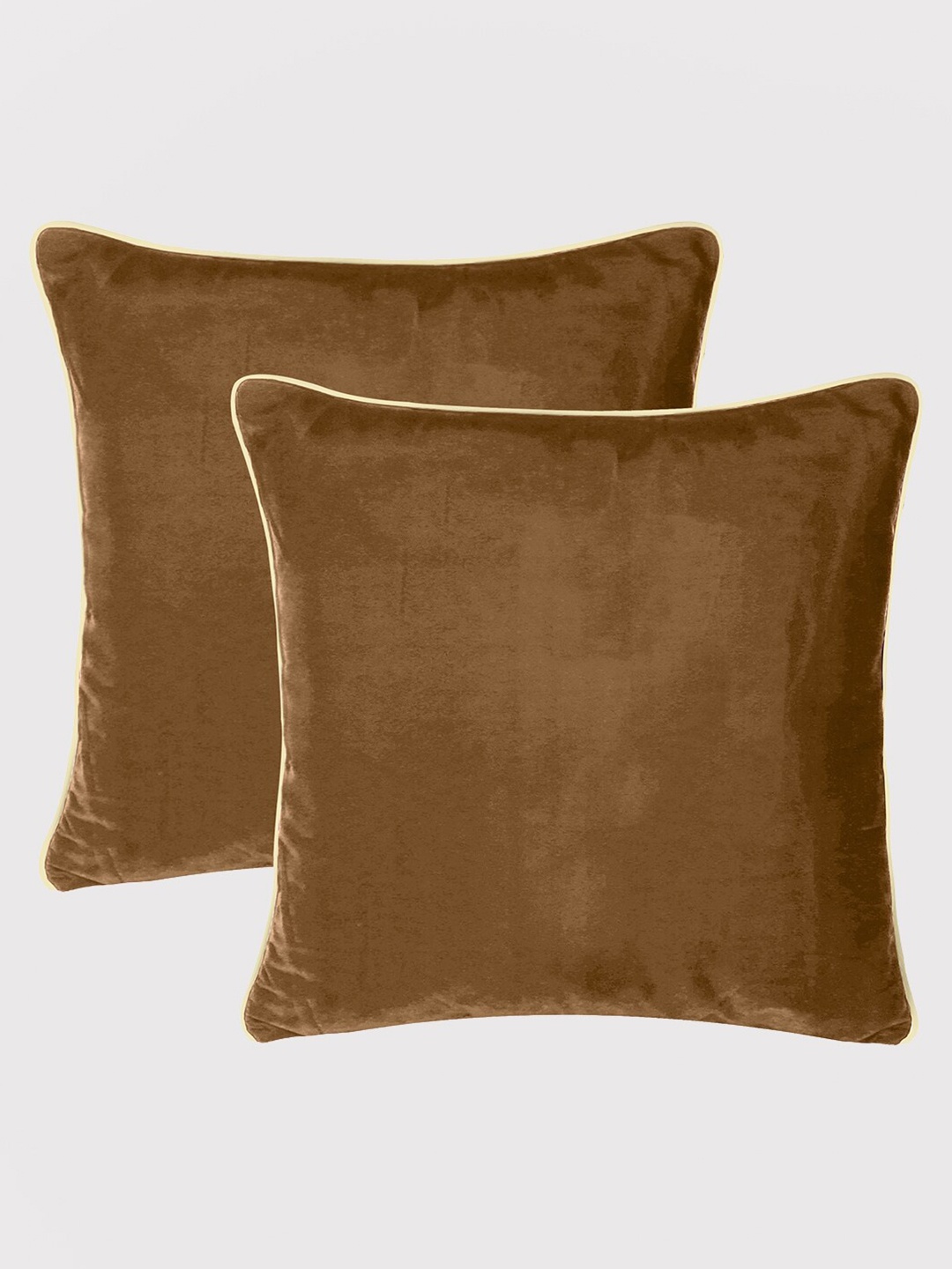 

OUSSUM Adults Light Brown Set of 2 Velvet Square Cushion Covers