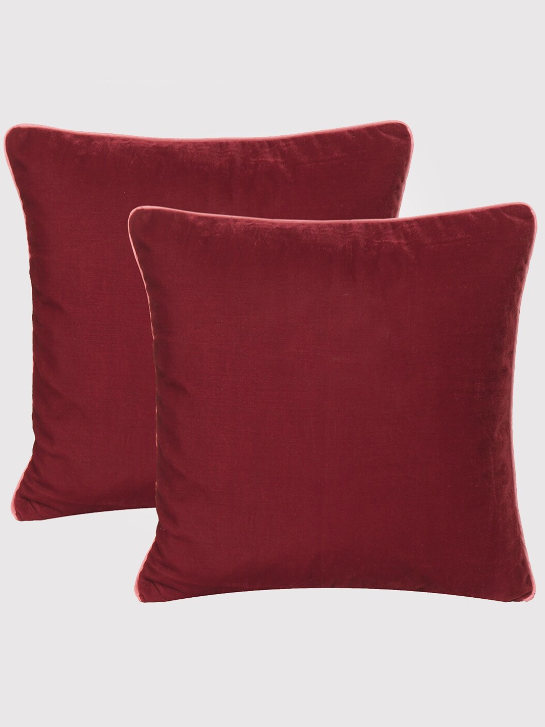 

OUSSUM Maroon Set of 2 Velvet Square Cushion Covers