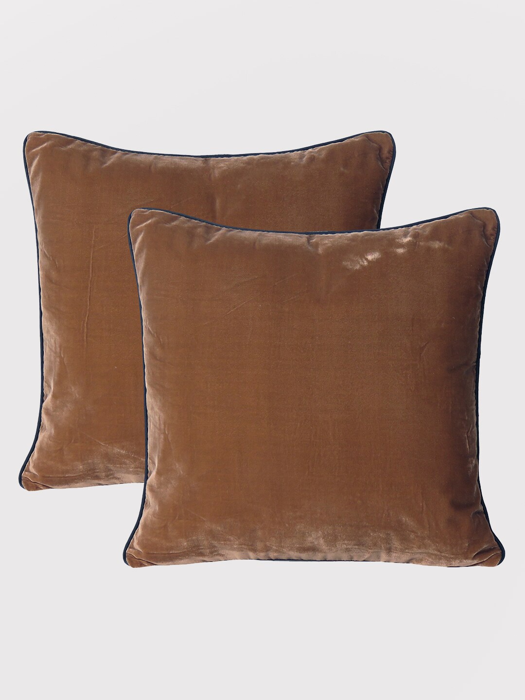 

OUSSUM Light Brown Set of 2 Velvet Square Cushion Covers