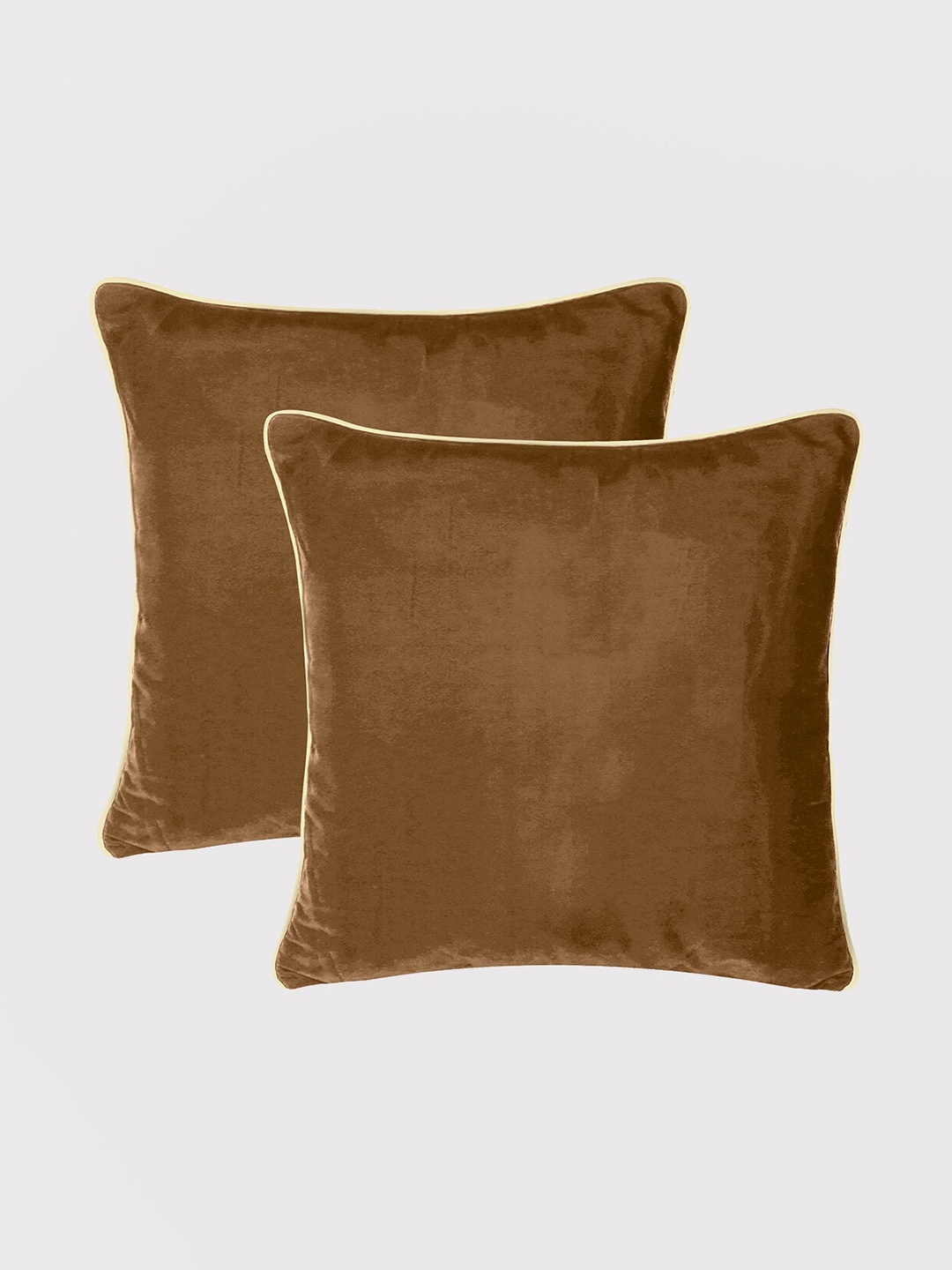 

OUSSUM Light Brown Set of 2 Velvet Square Cushion Covers