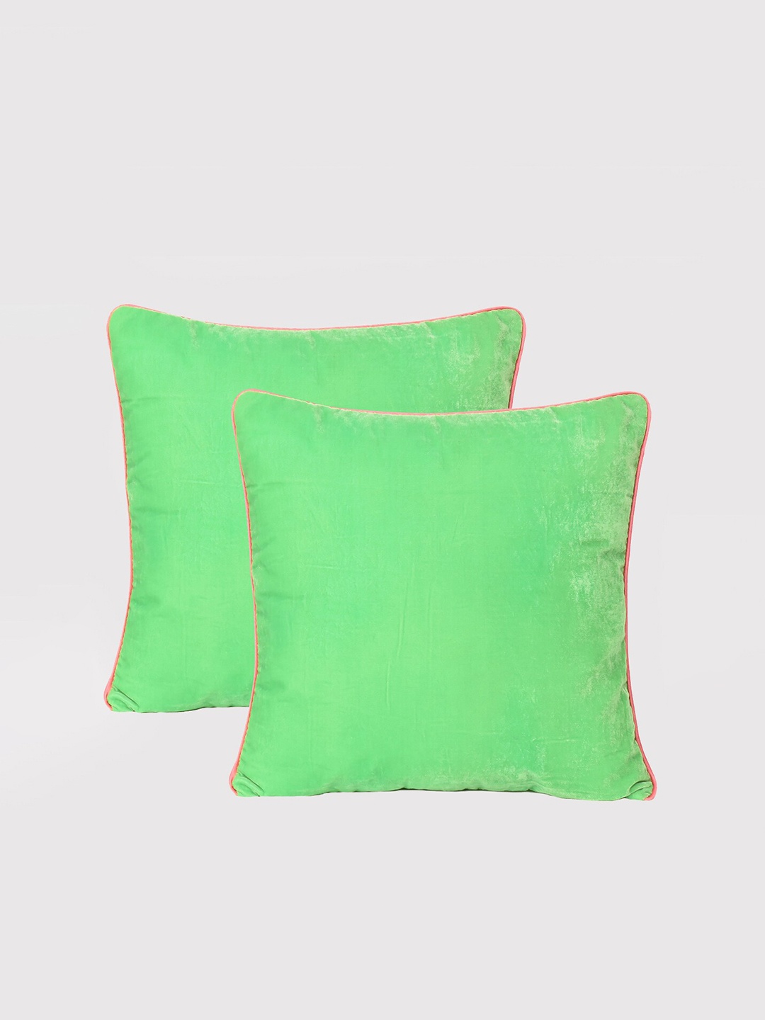 

OUSSUM Light Green Set of 2 Velvet Square Cushion Covers