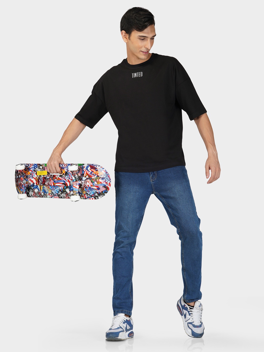 

Tinted Men Black Oversized T-shirt